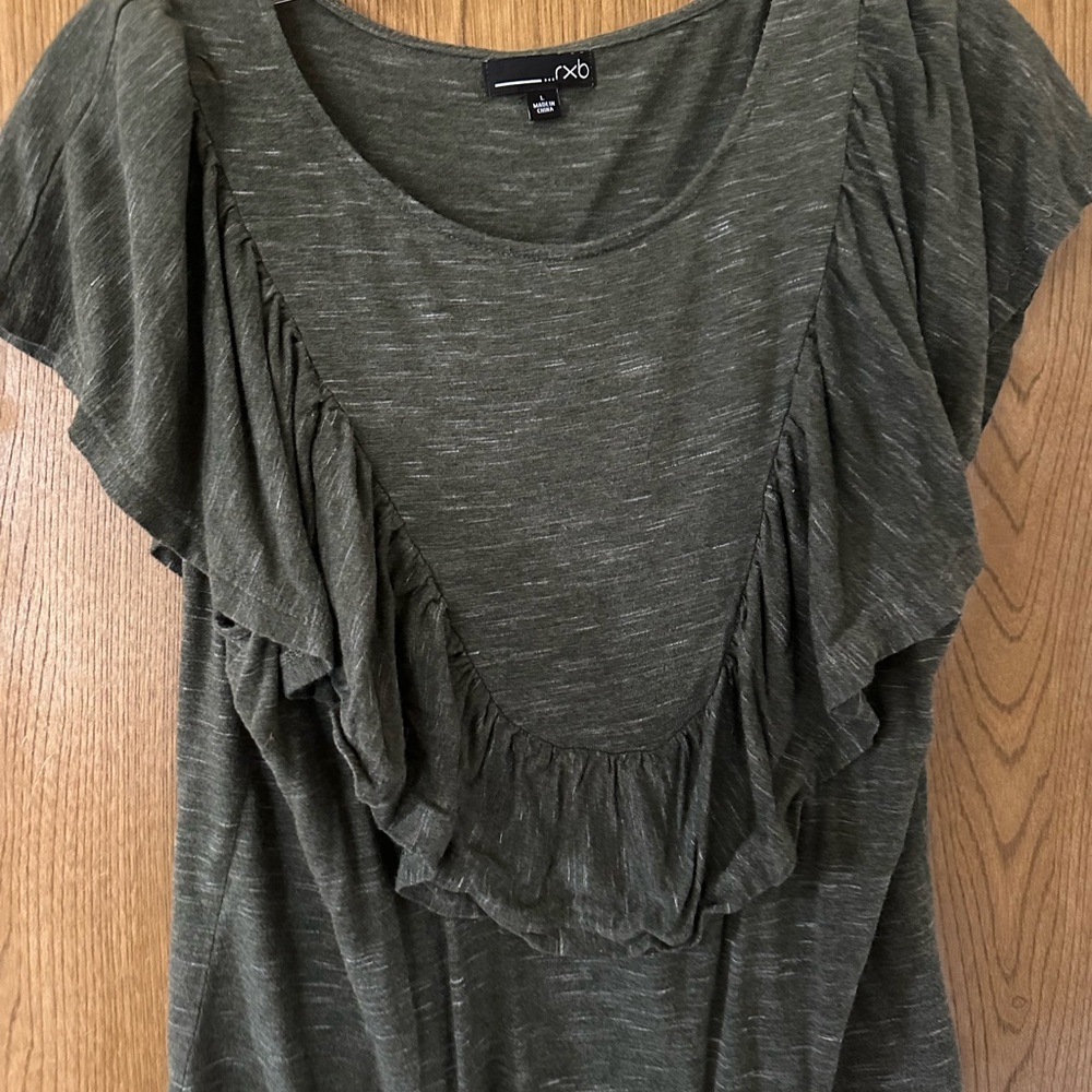 RXB Gray Ruffled Cap Sleeve Blouse